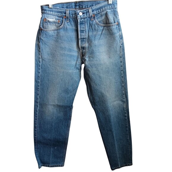 Vintage Levis 501 Denim Jeans Men's 32x31 Straight Button Fly Distress USA 80s - Picture 2 of 9